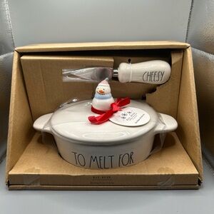 Rae Dunn TO MELT FOR Snowman Lid Brie Baker With CHEESY Jam Knife NEW